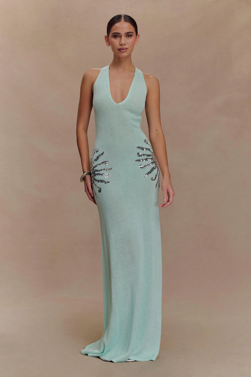 Azure Bloom Knit Gown