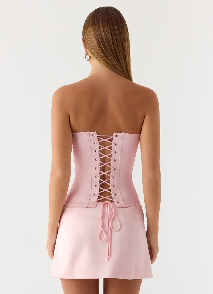 Pink Satin Flare Skirt