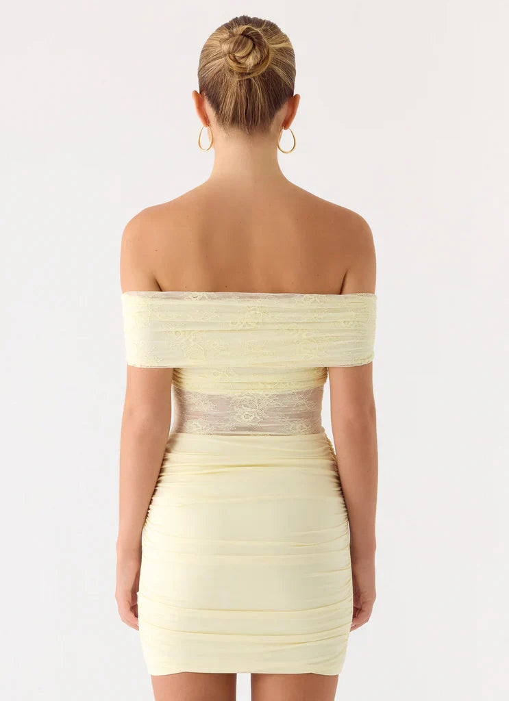 Élise Lace Corset Mini Dress - Yellow