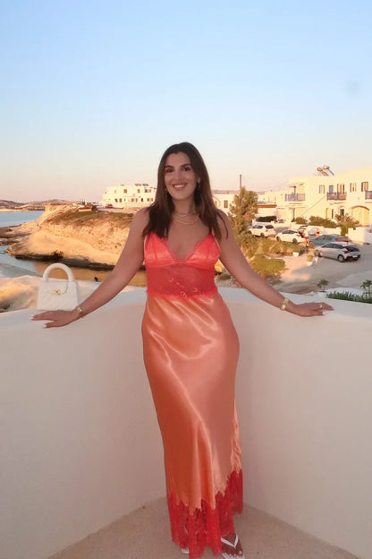 Sunset Élan Lace Satin Gown