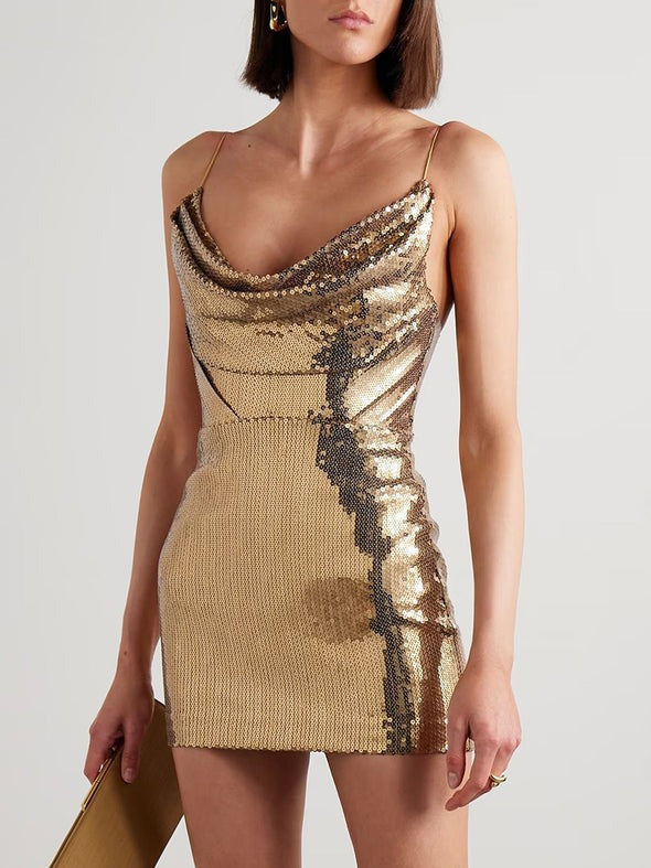 Golden Afterglow Mini Dress