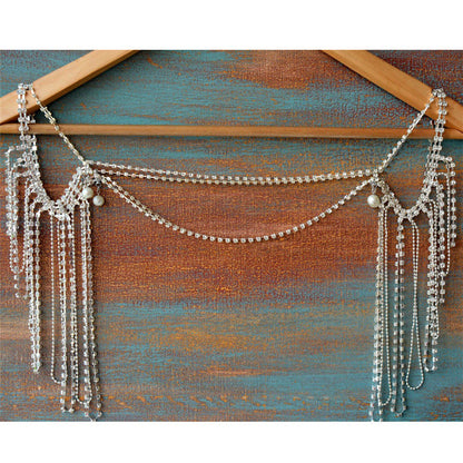 Rhinestone Tassel Shoulder Chain – Glam Dress Accessory