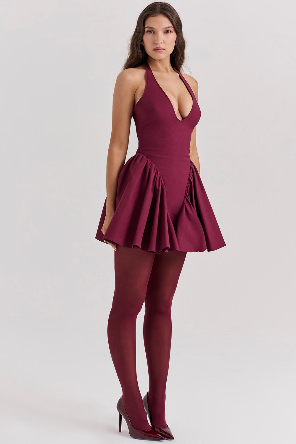 Crimson Muse Halter Mini Dress